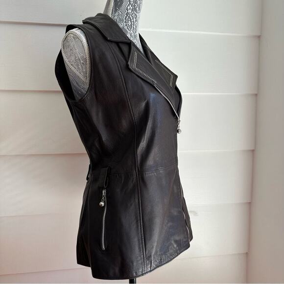 Vintage Italian Leather Vest with Studs by San Dino - Picture 3 of 11